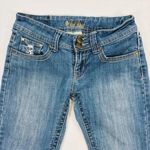 Red Rivet Womens Size 5 Flare Jeans Blue Low Rise Distressed Y2K Western